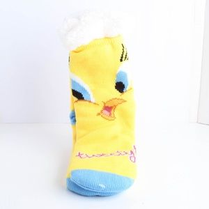 Looney Tunes Tweety Bird Sherpa Lined Socks Anti-Skid One Size Yellow